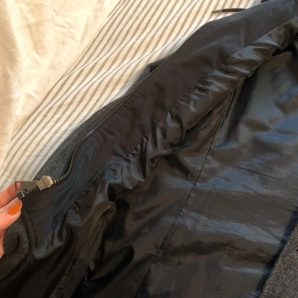 Calvin Klein Charcoal Wool Layered Hoodie Car Coat Overcoat Zip Closure - Picture 6 of 13